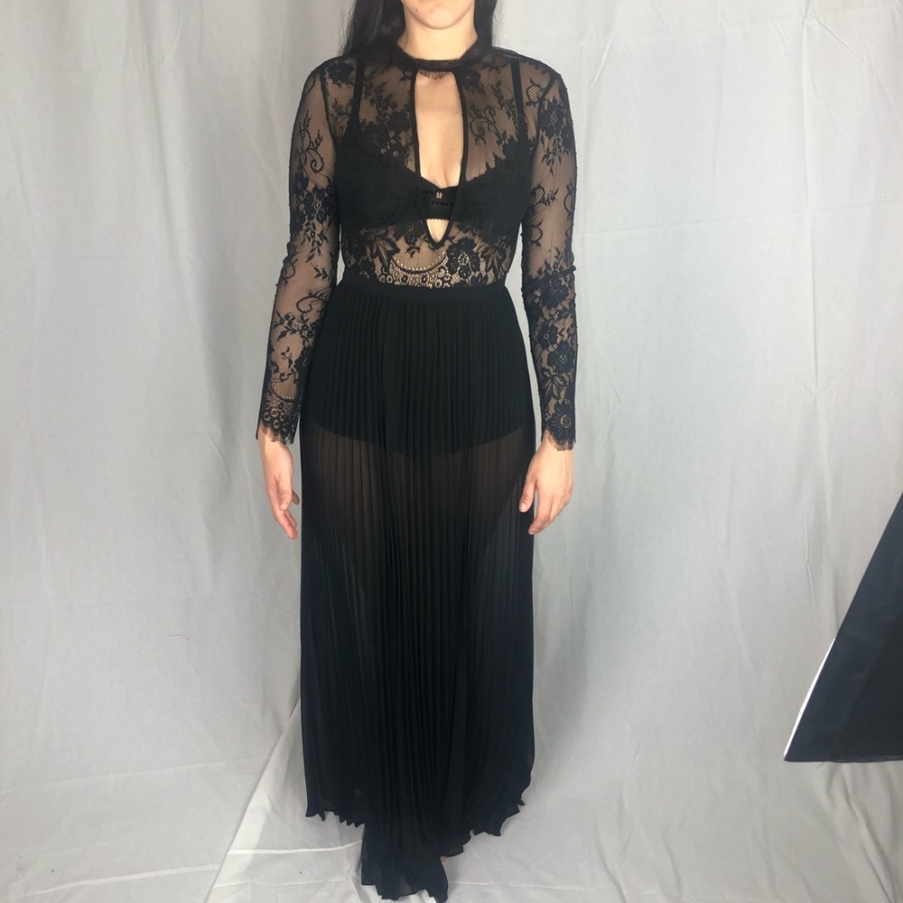 Bebe Lace Black Dress Maxi Length